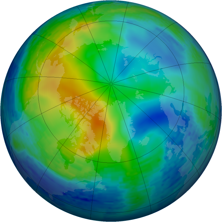 Arctic ozone map for 19 November 1994